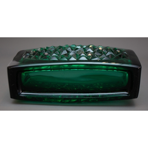 342 - A mid 20th Century Bohemian Rudolf Jurnikl / Rudolfova  'hobnail' pattern studio pressed green glass... 