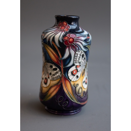 347 - A Moorcroft Apollo Butterfly 98/5 vase designed by Sian Leeper 2005, with waisted cylindrical body, ... 