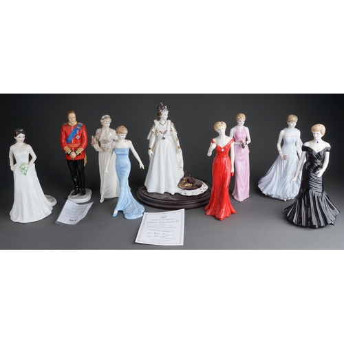 361 - Royal Interest: a collection of Worcester, Coalport and Royal Doulton figures to include: six models... 