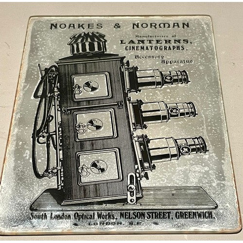 406 - An early 20th Century Noakes & Norman Manufacturer of Lanterns Cinematographs printed mirror adverti... 