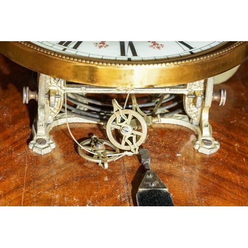 410 - A mahogany cased Viennese regulator, cream dial with Roman Numerals and subsidiary dial, turned pila... 