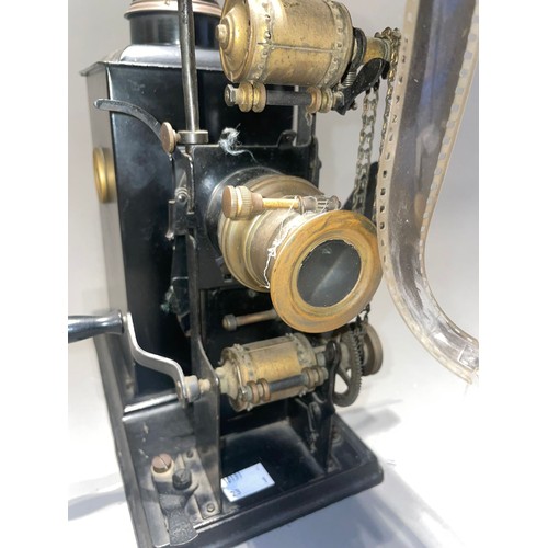 419 - A Bavarian GBN tinplate and brass 35mm hand crank projector, early 20th Century