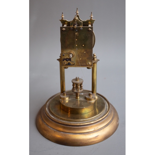 427 - An early 20th Century brass 400 day Anniversary clock, Arabic dial, the movement stamped 77525, with... 