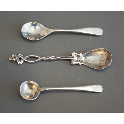 436 - An Art Nouveau style silver condiment set to include mustard pot with cover and a pair of two handle... 