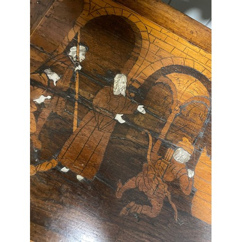 479 - Two Italian 19th century hall chairs with inlaid ivory and marquetry biblical scenes. Ivory Licence ... 