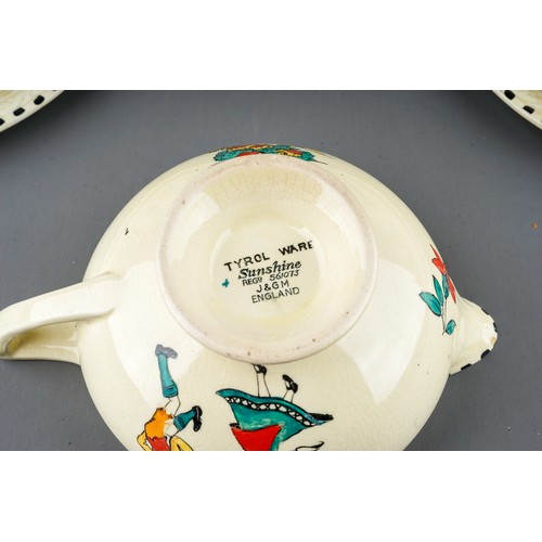 492 - 1930's Tyrol Ware  J &G Meaking Sunshine pattern tea set and part dinner set. Reg no 561073