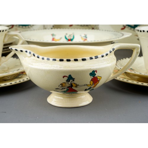 492 - 1930's Tyrol Ware  J &G Meaking Sunshine pattern tea set and part dinner set. Reg no 561073