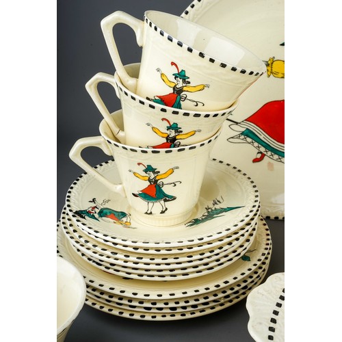 492 - 1930's Tyrol Ware  J &G Meaking Sunshine pattern tea set and part dinner set. Reg no 561073