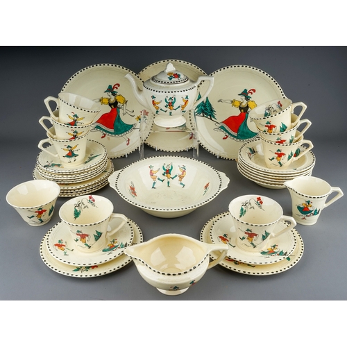 492 - 1930's Tyrol Ware  J &G Meaking Sunshine pattern tea set and part dinner set. Reg no 561073