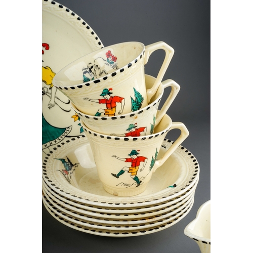 492 - 1930's Tyrol Ware  J &G Meaking Sunshine pattern tea set and part dinner set. Reg no 561073