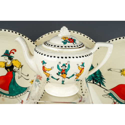 492 - 1930's Tyrol Ware  J &G Meaking Sunshine pattern tea set and part dinner set. Reg no 561073