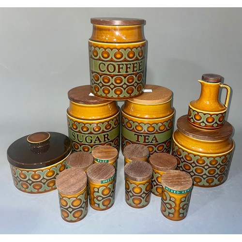 500 - Collection of Hornsea pottery kitchen jars to include Coffee, tea, sugar and various sizes of blank ... 