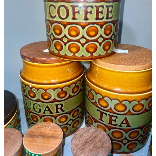 500 - Collection of Hornsea pottery kitchen jars to include Coffee, tea, sugar and various sizes of blank ... 