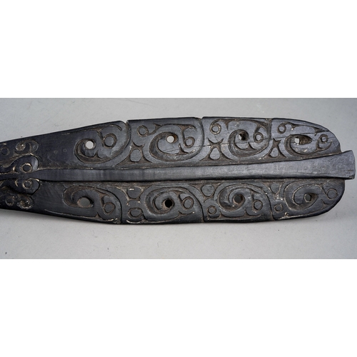 514 - Antique 19th Century tribal art Oceanic Polynesian lime spatula.  Length 32.5cm