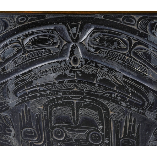 517 - Tribal art.  Rare antique Haida First Nations Canada argillite carved panel.  19th Century.  In orig... 