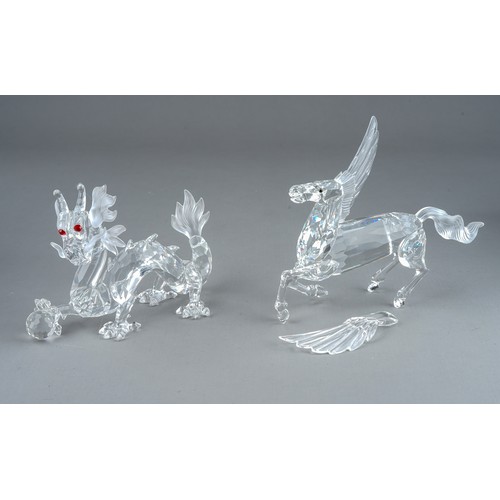 577 - Two Swarovski Collector Society crystal Fabulous Creatures to include: The Dragon 1997 and The Pegas... 