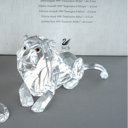 581 - Two Swarovski Crystal Society Inspirational Africa models to include: The Elephant 1993 and The Lion... 