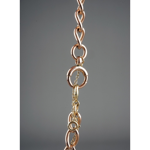 6 - A 9ct rose gold curb-link necklace, each link stamped '375', approx 42cm long, with later yellow gol... 