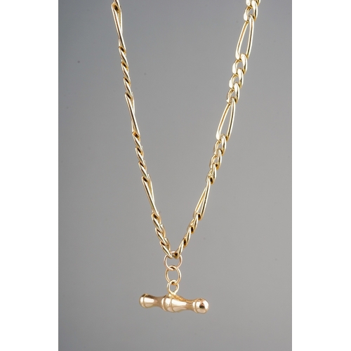 45 - A 9ct yellow gold figaro chain necklace and similar bracelet, the necklace approx 50.5cm long, with ... 