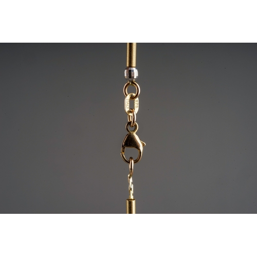 46 - A 9ct yellow gold necklace, with yellow gold tubular links and white gold faceted bead spacers, appr... 