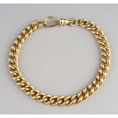 52 - A 9ct yellow gold curb-link bracelet, dog clip clasp, 9cm long, stamped '9ct' to inner clasp, gross ... 