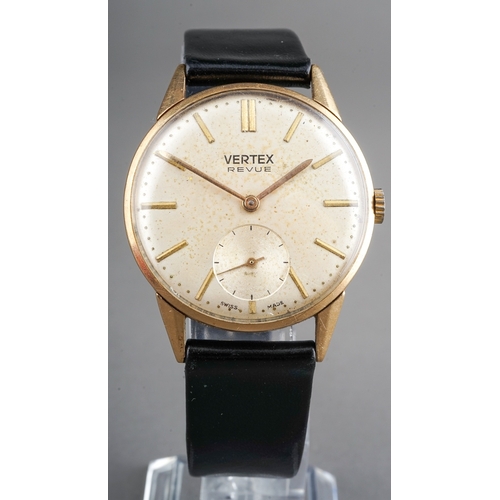 55 - A gentleman's 9ct yellow gold Vertex wristwatch, 33mm circular dial, baton indicators, subsidiary se... 