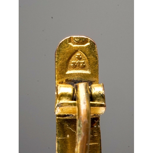 61 - A 9ct yellow gold bar brooch, probably made from a ring, monogrammed oval centre, approx 6.5cm long,... 