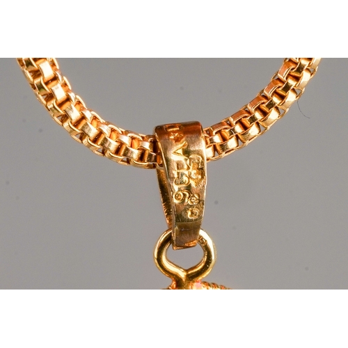 66 - A 9ct yellow gold box-link chain and pedant, gross weight approx 5g; a 9k gold fine chain, approx 0.... 