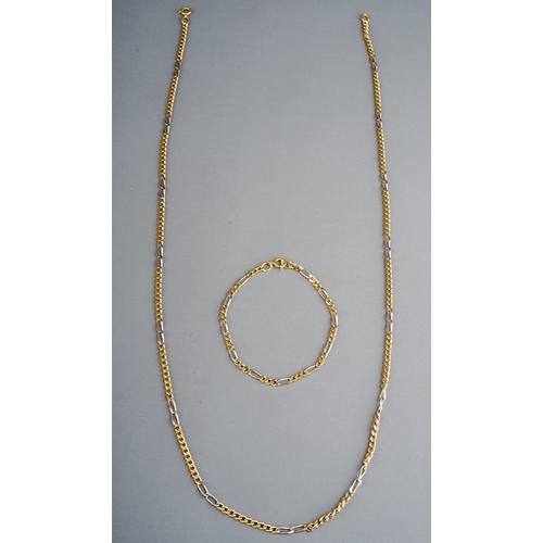 70 - An 18ct yellow gold figaro link necklace and bracelet, bracelet approx 20.3cm long, necklace approx ... 