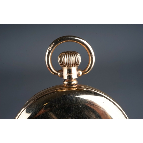 89 - 9ct gold cased pocket watch with white enamel dial, Swiss made, inscribed to back. Total gross weigh... 