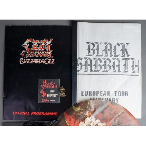 116 - Black Sabbath / Ozzy Osbourne Memorabilia. Collection including - Original Hospitality Pass from 199... 