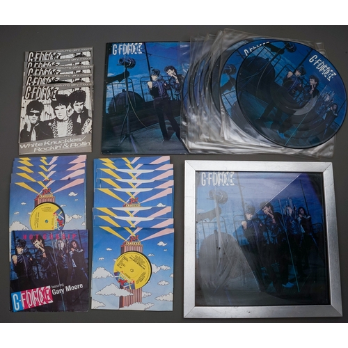 137 - Gary Moore`s G-Force Rare Tour Itineary collection with 9 picture disc record lps and 2 standard rel... 