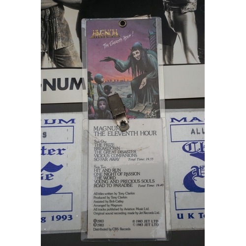 141 - MAGNUM - Rock Band Passes, Pins, Photo a small collection including - two original metal pin badges,... 