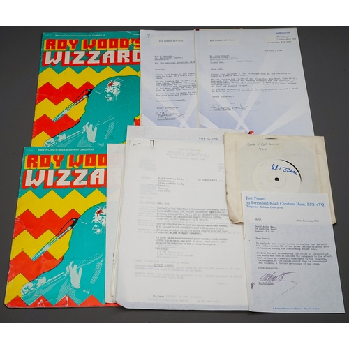 152 - ROY WOOD , Wizzard, Move & E.L.O ephemera. A collection of interesting paperwork relating to the tim... 