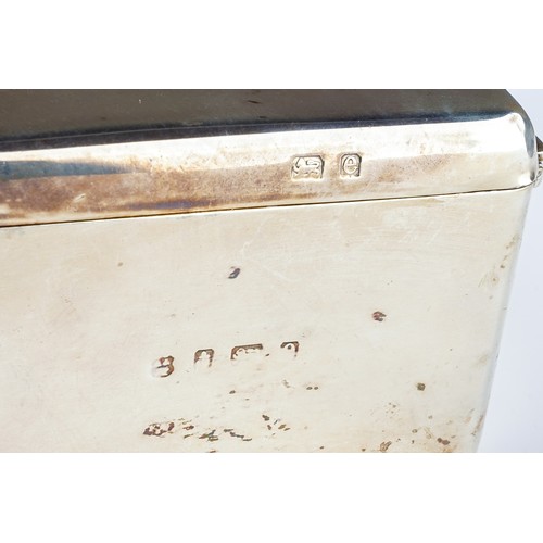 184 - An Edwardian plain silver cigarette box, lined interior, hallmarked Birmingham, 1904, maker's mark r... 