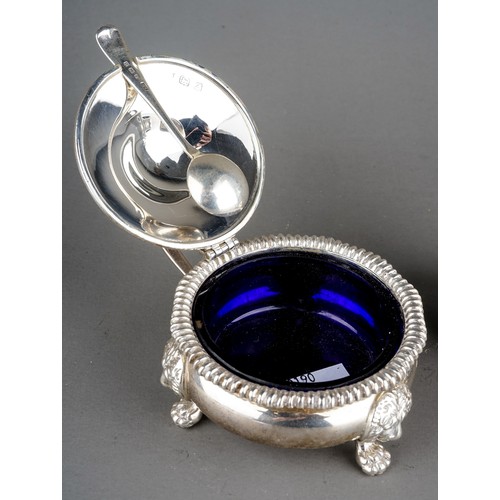 189 - A Georgian style three piece silver condiment set to include: pepper pot, mustard pot with cover and... 