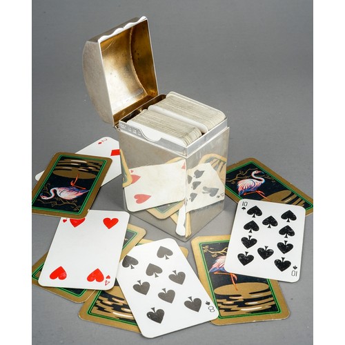 195 - A George V silver playing card holder, domed cover, gilt interior, hallmarked by T H Hazlewood & Co.... 