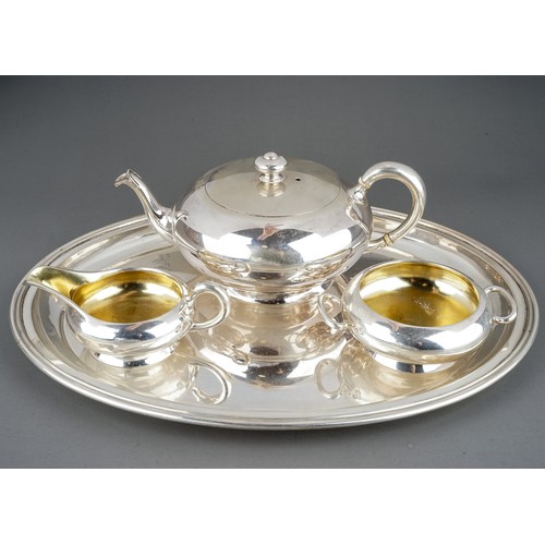 197 - An early 20th Century Austro-Hungarian 800 standard plain silver four piece tea service comprising t... 