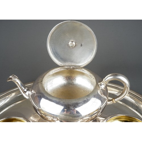 197 - An early 20th Century Austro-Hungarian 800 standard plain silver four piece tea service comprising t... 