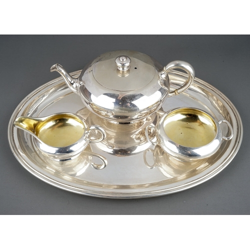 197 - An early 20th Century Austro-Hungarian 800 standard plain silver four piece tea service comprising t... 