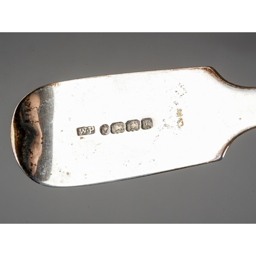 200 - A collection of 19th Century silver fiddle pattern flatware mainly teaspoons with two dessert spoons... 