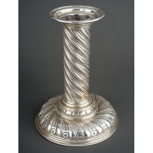 202 - An early 20th Century Austro-Hungarian silver probably 800 standard candlestick, plain scone above t... 