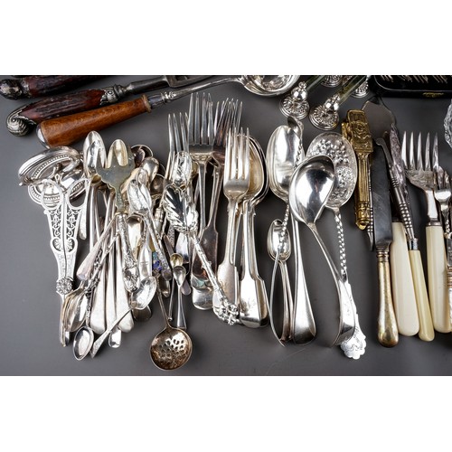 222 - A large collection of silver plate, EPNS, EP to include: flatware including three sets of fruit/fish... 