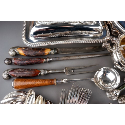 222 - A large collection of silver plate, EPNS, EP to include: flatware including three sets of fruit/fish... 