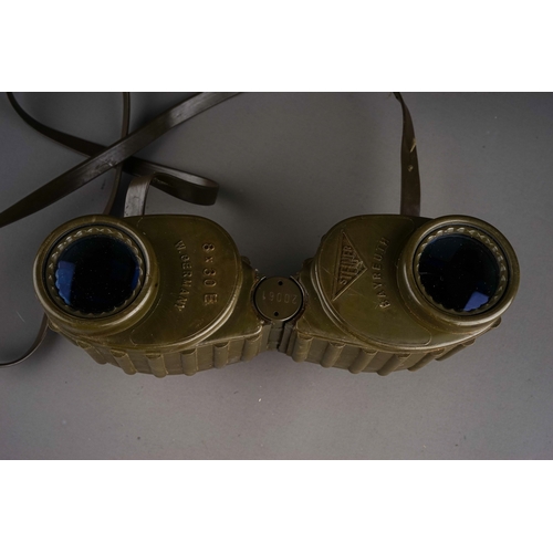 244 - Vintage Steiner West German military style armoured binoculars 8 x 30E, in good condition