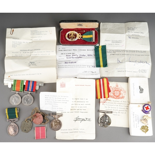 245 - WW2 and later British ATS/WRAC/Red Cross Medal group to 4099994 Captain E Slater comprising of: Brit...