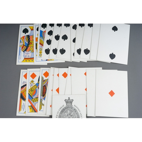 265 - A full deck of 19th Century post 1862 De La Rue & Co., London playing cards, Three Pence Duty, with ... 