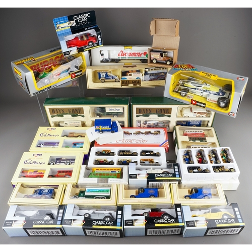 296 - Assorted boxed die cast model toy cars to include: 
BURAGO - Benetton F1 and Williams FW 08C Turbo
C... 