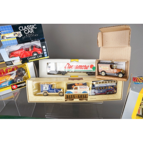 296 - Assorted boxed die cast model toy cars to include: 
BURAGO - Benetton F1 and Williams FW 08C Turbo
C... 