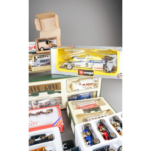 296 - Assorted boxed die cast model toy cars to include: 
BURAGO - Benetton F1 and Williams FW 08C Turbo
C... 